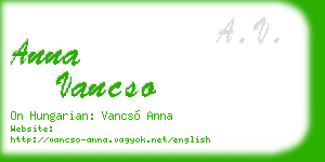 anna vancso business card